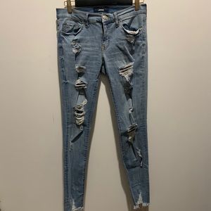 Low Rise Distressed Skinny Jeans